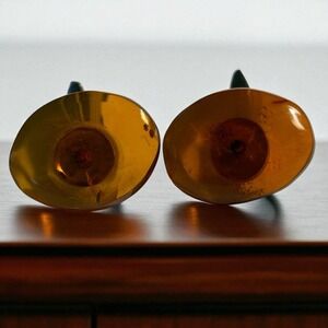 Baltic Amber Cufflinks Signed MET‎ Vintage Unique Nature Oval MCM Translucent